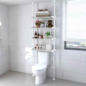 Lilyvane 4-Tier Bathroom Organizer, Freestanding Over Toilet Shelf, Adjustable 97-116" Tension Pole