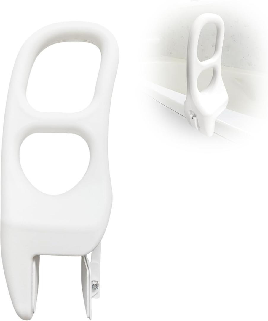 FamilyRoots Adjustable Bathtub Safety Rail, Shower Grab Bar Handle for Seniors, Elderly, and Fall Risk Patients, Fits 2.4 to 5.5 Inch Tub Walls, with Non-Slip Grip, Supports 330 lbs, White