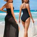 Aqua Eve Womens One Piece Swimsuits - Tummy Control One Shoulder Bathing Suit Cut Out Swimwear 2026 (Black, S)