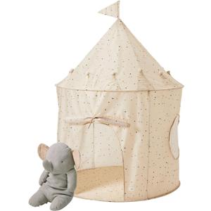 3 Sprouts Kids Play Tent - Sustainable Recycled Fabric  Fun Spacious Childs Playhouse for Indoor Games for Boys & Girls - Durable Fort Pop Up House for Toddlers & Children Age 3-10 - Terrazzo Beige