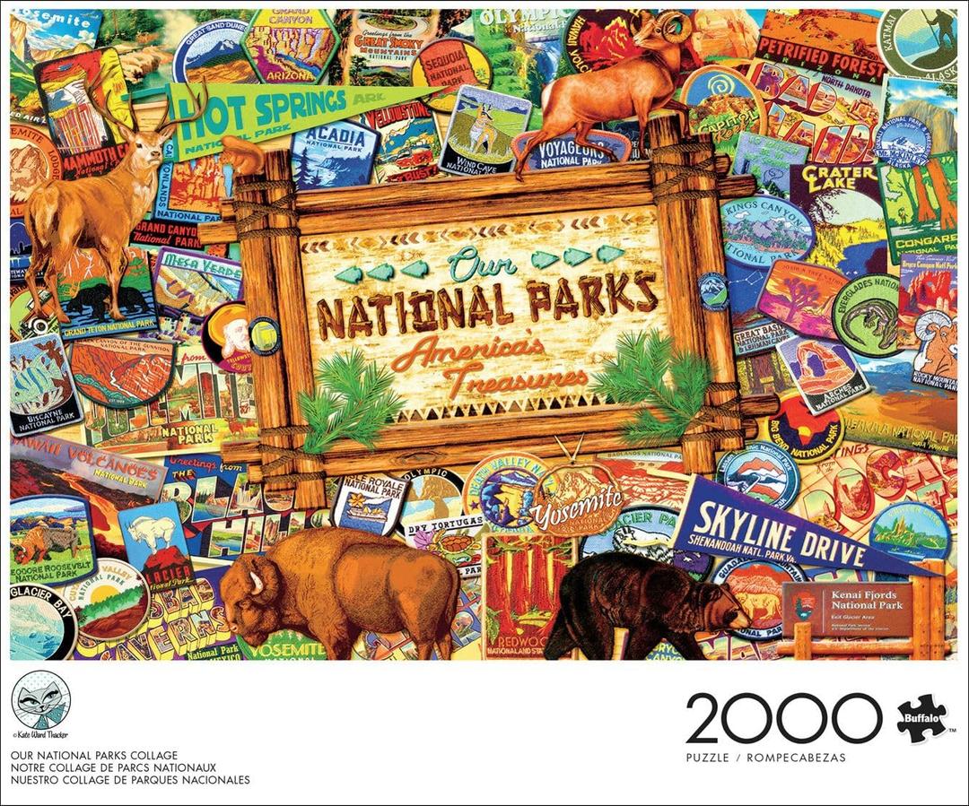 Buffalo Games - Kate Ward Thacker - Our National Parks Collage - 2000 Piece Jigsaw Puzzle for Adults - Challenging Puzzle Perfect for Game Nights - Finished Size is 38.50 x 26.50