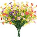 MACTING Artificial Flowers for Outdoors 6 Bundles UV Resistant Fake Flowers No Fade Faux Plastic Plants for Planters Patio Garden Porch Yard Window Home Indoor Outside Summer Decorations(Mix Color)