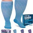 Doctor's Select 3 Pairs Plus Size Compression Socks Wide Calf | Bamboo Viscose Knee High Socks for Circulation Support | Compression Socks Plus Size | Purple, Indigo, Teal (S Pattern) (X-Large)