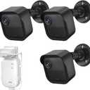 Blink Outdoor Camera Wall Mount Compatible with 2K+ & 4th Gen,3 Pack Weatherproof Protective Housing,360 Degree Adjustable with Sync Module Core Outlet Mount for Blink Camera System (Black)