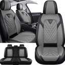 Full Set for Toyota Highlander Car Seat Covers 2001-2026, Waterproof Nappa Leather Car Seat Protector, Comfortable and Anti-Slip Car Seat Cover&Accessories(5 Seats/Black Gray)