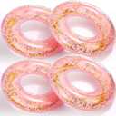4pcs Inflatable Pool Float 30'' with Gold Confetti,Pink
Glitter Swim Inner Tube for Adults, Pool Floaties Rings, Macaron Pastel Color, for Summer Beach Bachelorette Swimming Party