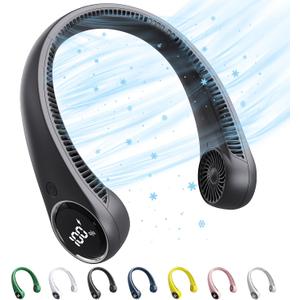 Personal Cooling Portable Neck Fans - USB Rechargeable,360 Free Rotation & Lower Noise Bladeless Battery Operated Design with 3 Speeds Duration 48 hrs, Small Neck Air Conditioner(Black)
