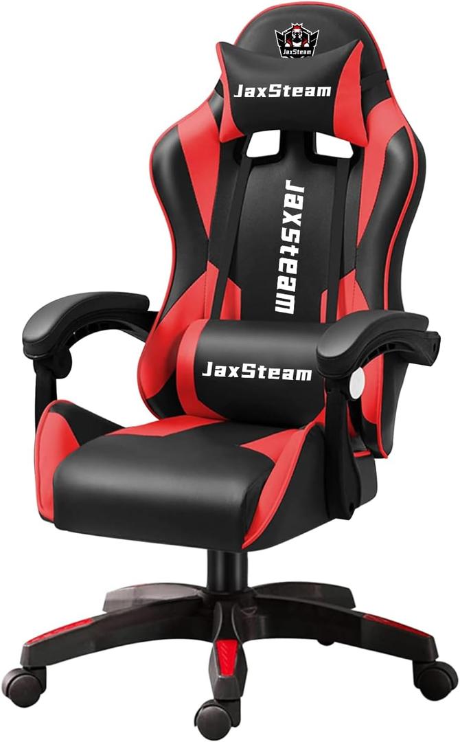 Gaming Chair Office Chair High Back Computer Leather Desk Chair Racing with Swivel with Headrest and Lumbar (Black and Red, 04)