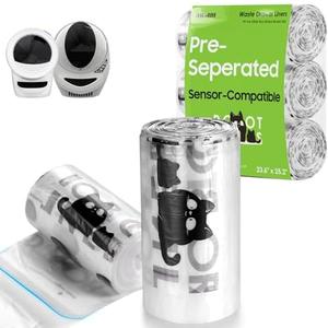 90 Pack Cat Litter Box Robot 6 Waste Bags, Tear-free, Transparent, Sensor-compatible, Automatic Litter Box Liners Bags, 9-11 Gallon Capacity