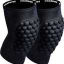 COOLOMG Basketball Knee Pad for Kids Youth Adult, Compression Anti-slip Knee Sleeve for Baseball Volleyball Football, Sports Knee Protector (1 Pair) (Small, Black Bubble)