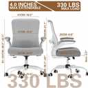 Ergonomic Office Chair for Long Hours, Adjustable Padded Lumbar Support for Lower Back Relief, 330 lb Capacity, Comfortable Computer Desk Chair for Home Office, Work & Study