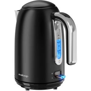 Evoloop Electric Kettles, 1.7L Tea Kettle, Hot Water Boiler Heater, Stainless Steel Electric Teapots BPA Free, Auto Shut-Off & Boil-Dry Protection, 120V/1500W-Black