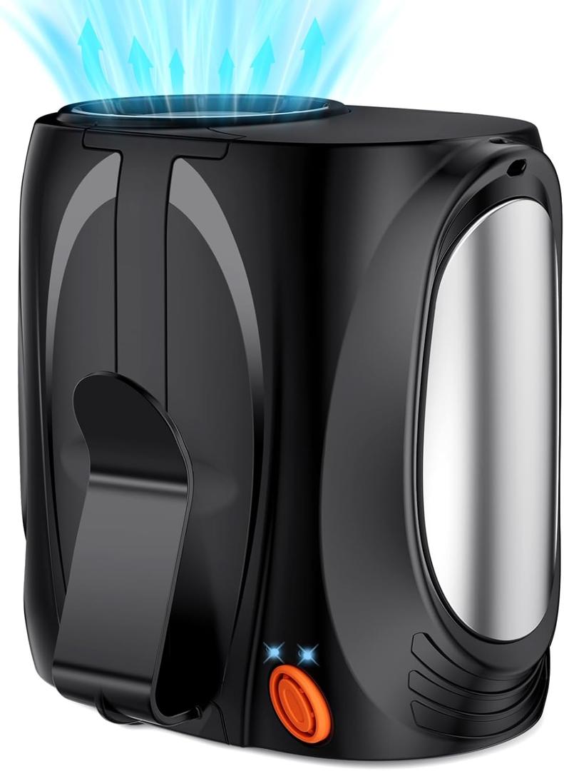 AI Portable Waist Fan, 6 Speeds 16000RPM Strong Turbo Airflow, 40H Max Cooling Battery Powered Personal Fan Rechargeable, Hands-Free Shirt/Belt/Neck Fan for Work, Outdoor, Travel, Gift for Men (Black)