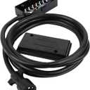 SCITOO 12 Feet 7 Way Plug Inline Trailer Cord with 7 Gang Junction Box, Auto 7 Pin Trailer Wiring Harness, 7 Way RV Style Trailer Plug Wiring for RV Trailers, Campers, Caravans, Trucks, ETL Listed