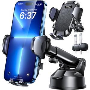 2025 Ultimate Car Phone Mount80+LBS Strongest Suction & Military-GradePatent & Safety Certs Cell Phone Holder Truck Stand for Dashboard Windshield Vent for iPhone 16 Pro Max 15 14 (Black)
