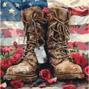 Clendo Independence Day Paint by Numbers Kit for Adults Beginners, 4 of July Acrylic Boots Adult Paint by Number Kits on Canvas, Digital Oil Number Painting Kits for Home Decor 16"x20"