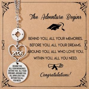 3 x 2026 Graduation Gifts, Rear View Mirror Accessories Car Decor | Stainless Steel Hanging Ornament for Women Men 2026 Souvenir for Senior Masters Degree Student College