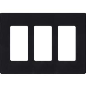 Lutron Claro Black Light Switch Cover Plate, 3-Gang Screwless Wall Plate for Rocker Light Switches, Outlet Cover, Gloss CW-3-BL (1 Pack)