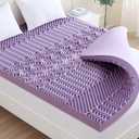 MUXHOMO 3 Inch 7-Zone Queen Mattress Topper, Egg Crate Foam Mattress Topper Queen Size for Back Pain, Lavender Cooling Gel Infused Bed Pad, CertiPUR-US and Oeko-TEX Certification (60"×80")