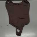 SUUKSESS Women Sexy Square Neck Thong Bodysuit Backless Sleeveless Tank Tops Body Suit (Brown, L)