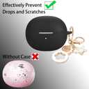 Case Cover Compatible with Baseus Bass BC1 Earbuds, Ziseyoru Soft Silicone Protective Skin for Baseus Bass BC1 with Accessories Bling Keychain for Women Girl (Black)