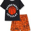 Mikrdoo Boys Pajamas 2 Piece Soft Short Sleeve Summer Pj Set Stretchy Short Sleepwear for Big Kids Size 6-16 Years (Black)
