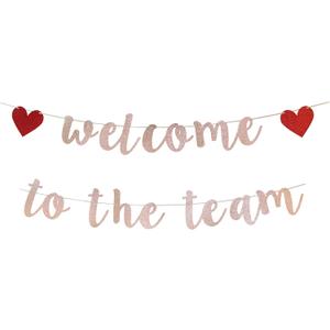 Welcome to The Team Banner Rose Gold Glittery New Employee Member Welcome Banner Decorations for Office Party
