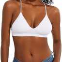 Seamless Bra for Women Low Back Bralette Wirefree Spaghetti Bra with Padded Removeable, Large 