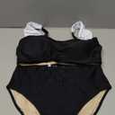 Blooming Jelly Womens High Waisted Bikini Color Block Tummy Control Swimsuits Shapewear Sporty Supportive Bathing Suit (L, Black)