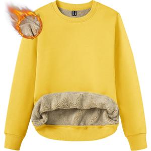 TACVASEN Women's Crewneck Sweatshirt Fleece Lined Sherpa Pullover Winter Shirt Warm Sweaters Long Sleeve Tops (Yellow)