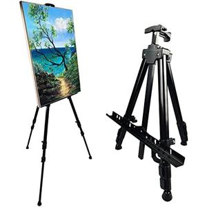 Art Painting Display Artist Easel Stand,Ns Jymb Portable Metal Adjustable Easels for Painting Canvases Height from 17 to 66 Inch - Carry Bag for Table-Top/Floor Displaying and Wedding Signs - Black