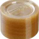 Goodluck 120 Plastic Dessert Plates 6.3" with Forks 5.7" for 60 Guests, Gold Glitter Disposable Plates, Heavy Duty Plastic Plates for Party, Appetizer Plate for Thanksgiving, Birthday and Christmas