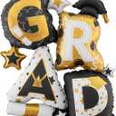 Graduation GRAD Balloon, 2026 Graduate Gifts Black Gold Large Grad Hat Mylar Balloons, Graduation Party Decorations Supplies 1Pcs