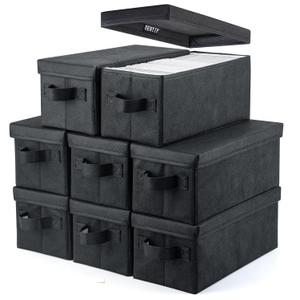 UENTIP CD Storage Box - Pack of 8 CD Case Storage - 13.2" x 5.9" x 5.3", Container holds 240 CDs in full jewel cases, 480 CDs in slim cases, and 1320 discs in CD sleeves - Black (8pack-black)