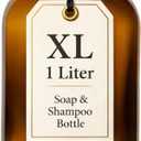 32 Ounce Glass Pump Dispenser Bottle, Large Amber Container with Pump for Shower and Bath Shampoo Soap Conditioner Lotion - 1 Liter Shower Bottles- by Kitchentoolz