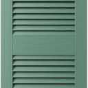 Ekena Millwork Lifetime Vinyl LL1S14X04300FG Standard Cathedral Top Center Mullion, Open Louver Vinyl Shutters, w/Installation Shutter-Lok's & Matching Screws (Per Pair), 14.5"W x 43"H, Forest Green