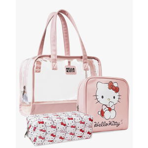Hello Kitty Toiletry Bag and Makeup Bag Set of 3 for Women Teens Girls Zipped Cosmetics Case Kawaii Travel Essentials Anime Gifts for Her