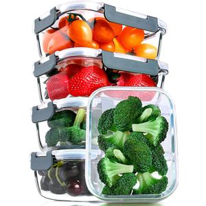 [5-Packs, 30 Oz] Glass Meal Prep Containers with Snap Locking Lids Glass Food Containers, Airtight Lunch Container, Microwave, Oven, Freezer and Dishwasher