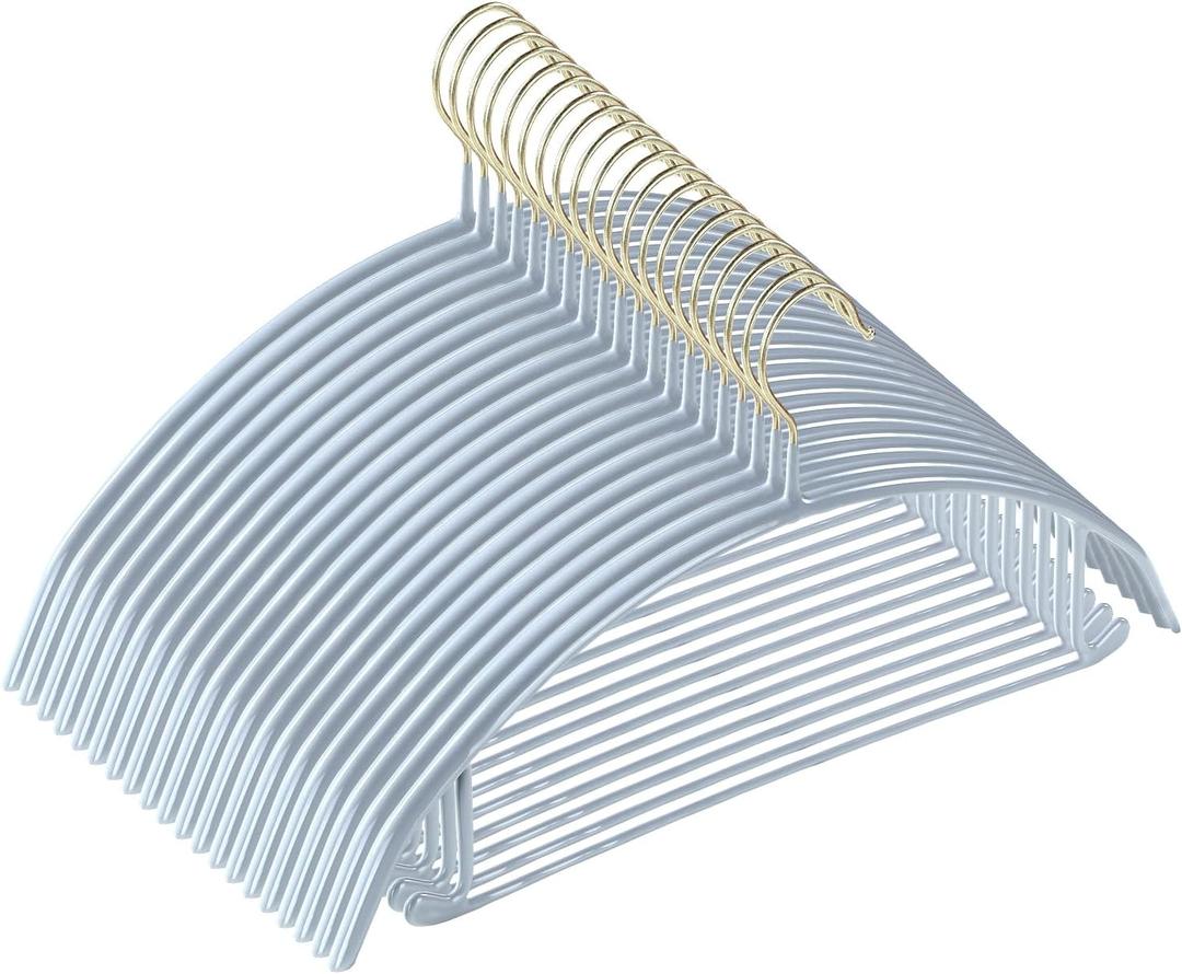 MOPALL Clothes Hangers 20 Pack, Non Slip Hangers Sweater Hanger No Shoulder Bump, 16.5 Inch Wide Durable and Strong Shirt Coat Dress Skirt Suit Hangers with Pants Bar for Laundry & Everyday Use, Gray