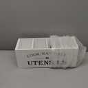 Extra Large Kitchen Utensil Holder with 4 Compartments, Wooden Countertop Organizer, Rustic Black Farmhouse Decor for Cooking Tools, Spoons, Spatulas, Knives & Forks - White Grain