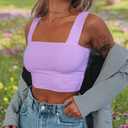 Abardsion Women's Sexy Sleeveless Skinny Basic Strappy Crop Tank Tops (Purple, L)