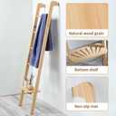 Taozun 66in Boho-Style Blanket Ladder for Living Room Decor, Wall-Leaning Farmhouse Display Towel Rack for Throw Quilt with Ladder Shelf, Wooden Blanket and Towel Holder for Bathroom