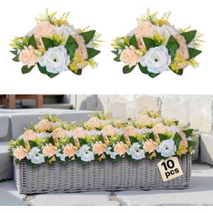 VEVOR Flower Ball Arrangement Bouquet 10 PCS, 9.5-Inch Diameter Artificial Flower Balls Wedding Table Centerpieces, Rose Arrangements for Wedding Centerpiece Home Decoration, Champagne & White Roses
