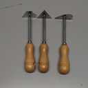 CHILI TOOLS 3PC. Stainless Steel Shave Hook Scraper Set With Wooden Handle, 8-3/4" Length, Made In Taiwan