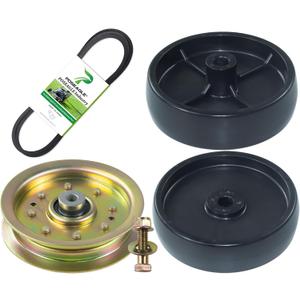 756-04129 Idler Pulley with 734-0973 Deck Wheel 954-04062 Belt Replaces 753-08171, 756-04129B, 756-04129C, 956-04129, 956-04129B, 956-04129C, 753-08068, 41434, 7340973