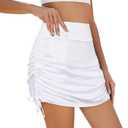 Golf Skorts for Women with Pockets Tennis Skirts Drawstring Athletic Knee Length Casual Skirt Built in Shorts, White, Size XL