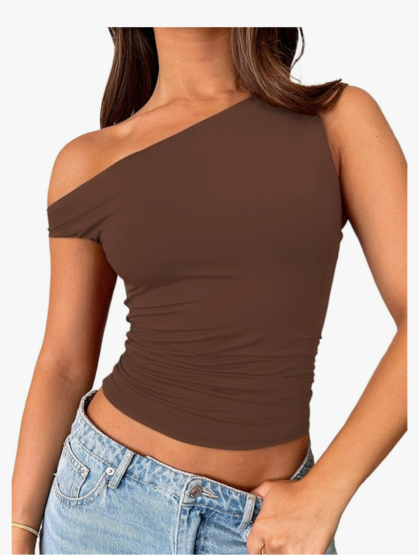 ForeFair Womens Off Shoulder Tops Sleeveless Going Out Crop Tank Tops Slim Fitted Shirts Summer Outfits Y2K Cute Tops size M