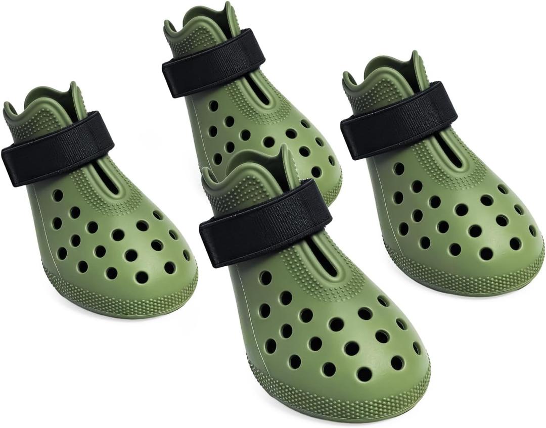 Dog Shoes for Hot Pavement - Comfortable Paw Protection for Medium & Large Dogs, Adjustable Strap & Non-Slip, Easy-Clean, Outdoor Sports Boots, Dog Booties for Summer Rain (Green, XL)