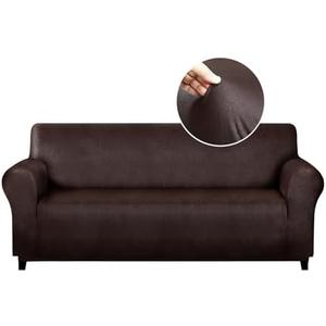 molasofa Sofa Covers - Couch Cover for Leather Couch, Soft and Washable Sofa Covers with Leather-Like Quality. Non-Pilling, Non-Slip 1-Piece Couch Cover for Dogs, Cats, and Kids (Chocolate)