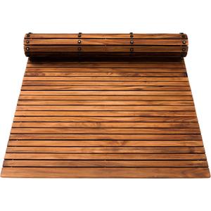 Nordic Teak 100% Solid Teak Wood String Mat - Indoor and Outdoor Use - Non-Slip Wooden Platform for Sauna, Pool, Hot Tub Flooring Decor and Protector (Oiled Finish, 59" x 35", Rectangular)